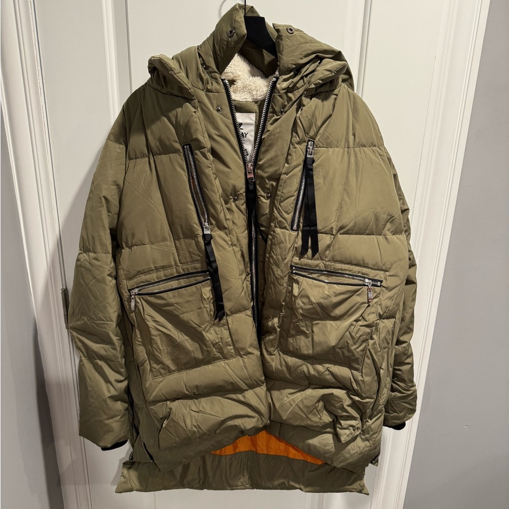 Olive Women's Puffer Jacket with Hood